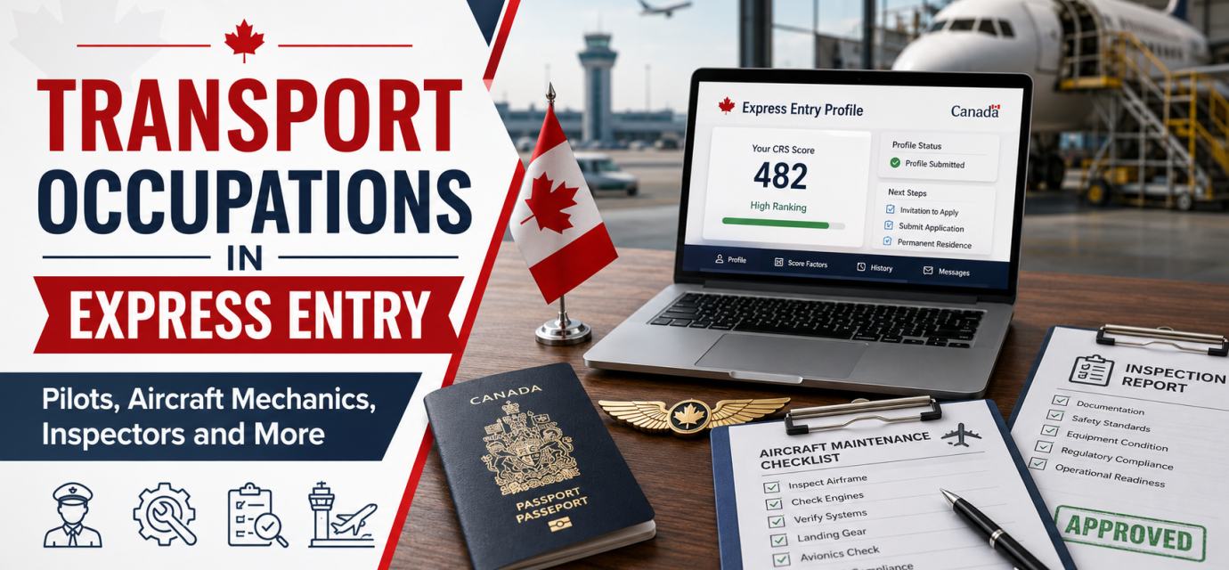 Transport worker reviewing Express Entry documents for Canadian permanent residence