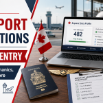 Transport worker reviewing Express Entry documents for Canadian permanent residence