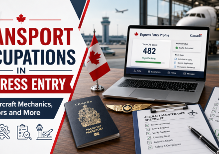 Transport worker reviewing Express Entry documents for Canadian permanent residence