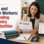 Teacher and education worker reviewing Express Entry documents for Canadian permanent residence