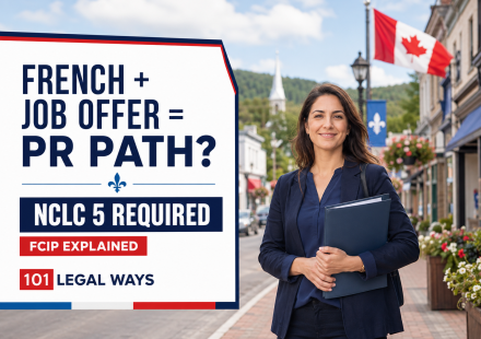 French-speaking skilled professional in a Canadian Francophone community explaining the FCIP job offer and NCLC 5 requirements