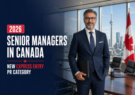 : Senior business executive in a Canadian boardroom representing the new Express Entry category for senior managers