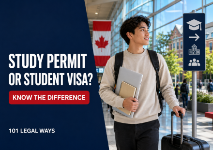 International student arriving in Canada for an explanation of the difference between a study permit and student visa