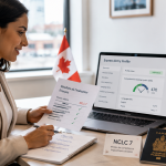 French speaking skilled worker reviewing Express Entry documents for Canadian permanent residence