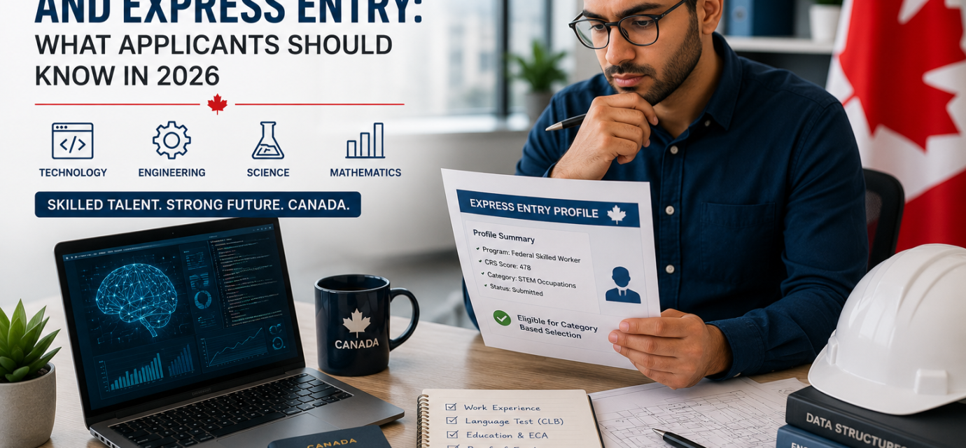 STEM professional reviewing Express Entry documents for Canadian permanent residence