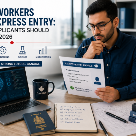 STEM professional reviewing Express Entry documents for Canadian permanent residence