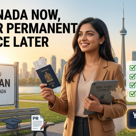 Skilled worker in Canada reviewing an Express Entry profile for Canadian Experience