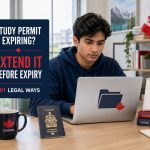 International student checking a calendar and preparing a Canadian study permit extension before expiry