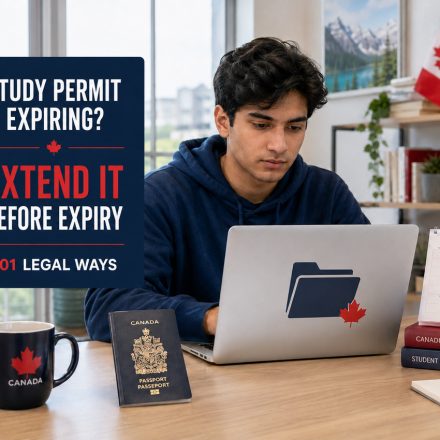 International student checking a calendar and preparing a Canadian study permit extension before expiry