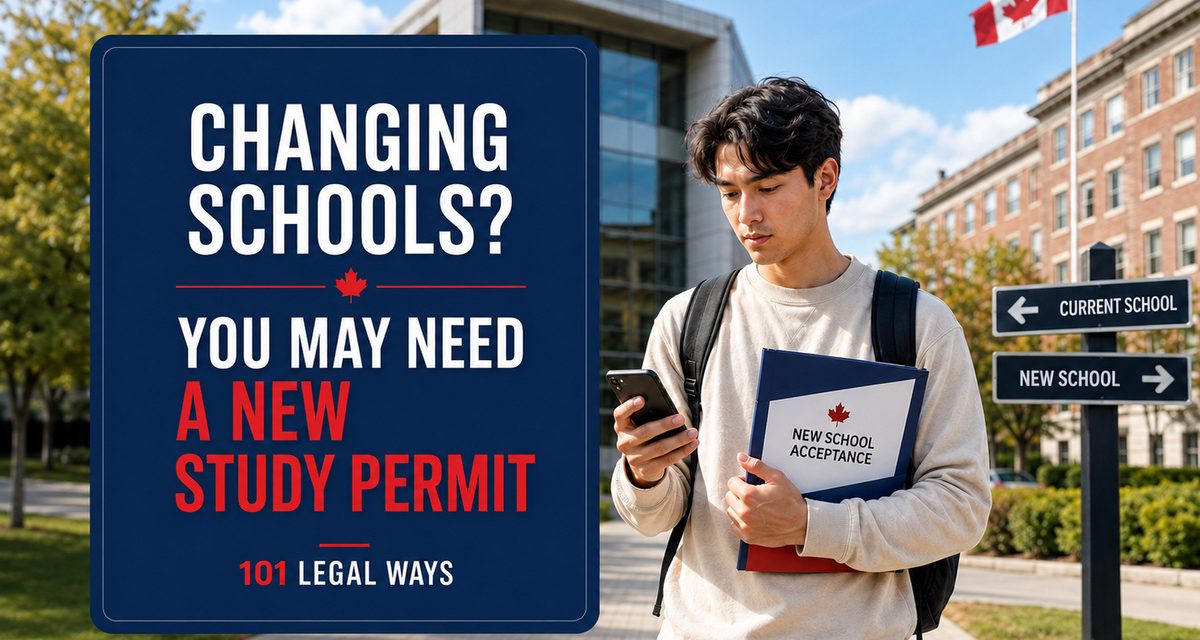 International student choosing between a current and new Canadian school while reviewing study permit requirements