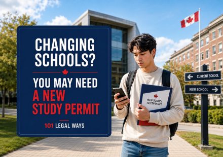 International student choosing between a current and new Canadian school while reviewing study permit requirements