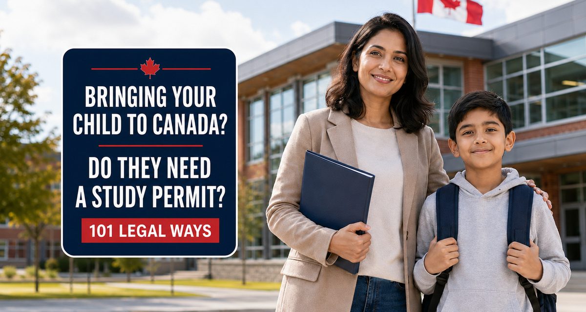 International student parent and school-age child reviewing Canadian study permit requirements