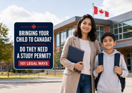 International student parent and school-age child reviewing Canadian study permit requirements