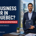 Business professional in Montreal explaining Quebec investor and entrepreneur immigration programs and the CSQ process