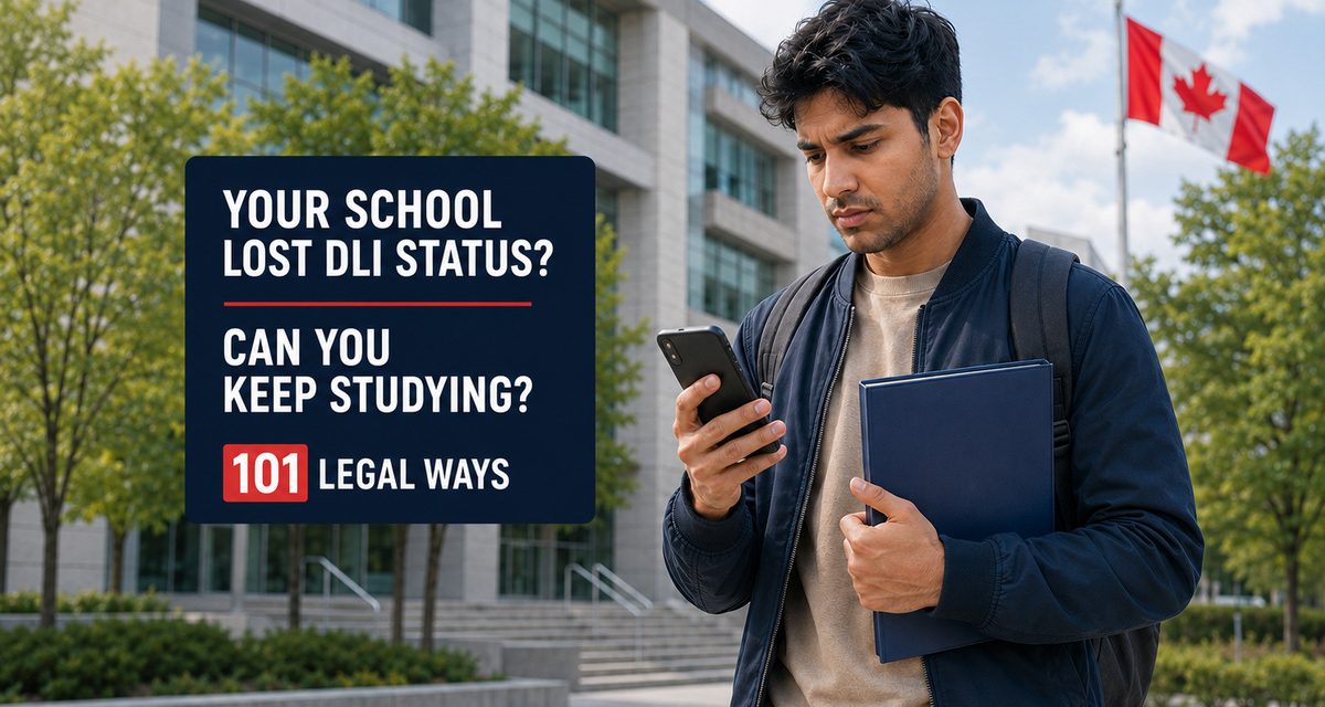 Concerned international student reviewing what happens when a Canadian school loses DLI status