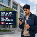 Concerned international student reviewing what happens when a Canadian school loses DLI status