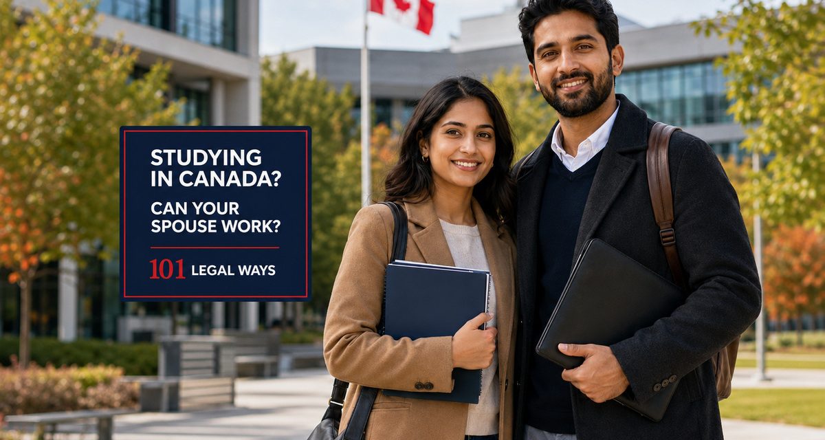International student couple reviewing spousal open work permit eligibility in Canada