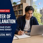 International student preparing a letter of explanation and study plan for a Canadian study permit application