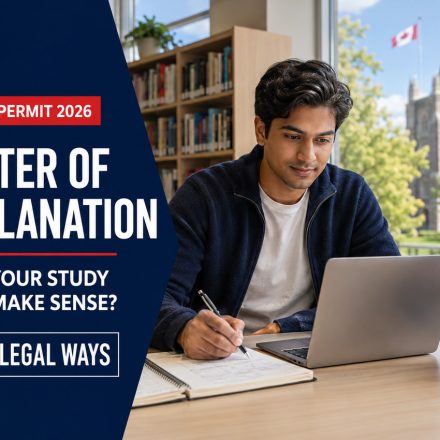 International student preparing a letter of explanation and study plan for a Canadian study permit application