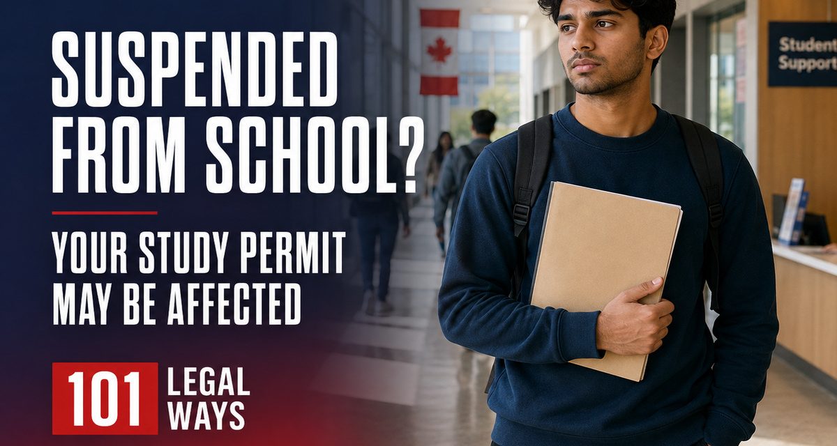 International student holding a school folder after an academic suspension in Canada