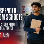 International student holding a school folder after an academic suspension in Canada