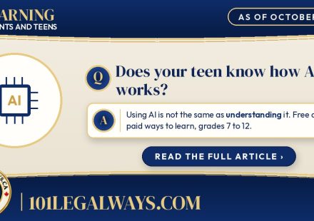 Does your teen know how AI works? Using AI is not the same as understanding it. Free and paid ways to learn, grades 7 to 12. 101legalways.com