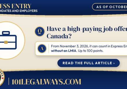 101 Legal Ways card: Have a high-paying job offer in Canada? From November 3, 2026, it can count in Express Entry without an LMIA.