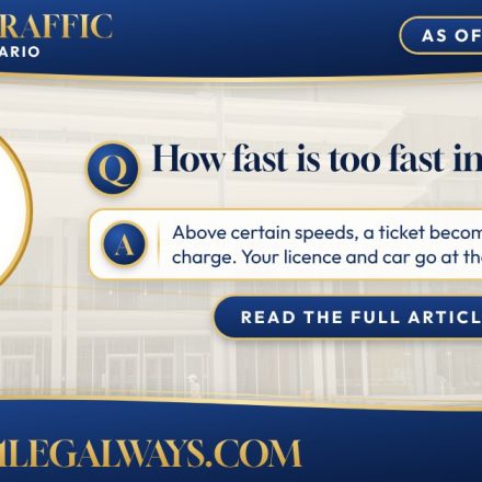 How fast is too fast in Ontario? 101 Legal Ways summary card with the Ontario Court of Justice in Toronto