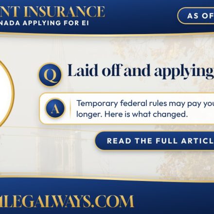 Laid off and applying for EI? 101 Legal Ways summary card with the Peace Tower in Ottawa