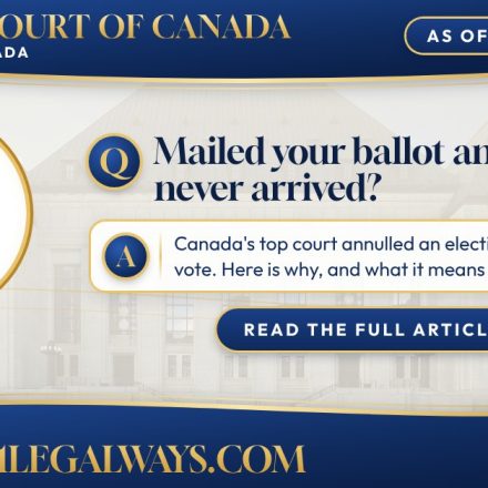 Mailed your ballot and it never arrived? 101 Legal Ways summary card with the Supreme Court of Canada building